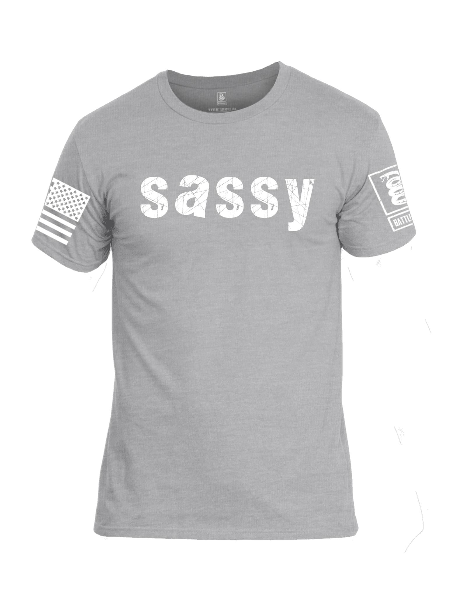 Battleraddle Sassy White Sleeve Print Mens Cotton Crew Neck T Shirt