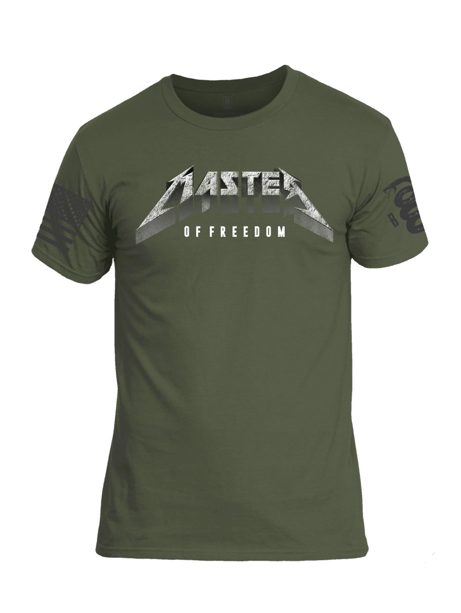 Battleraddle Master Of Freedom Grey Sleeve Print Mens Cotton Crew Neck T Shirt