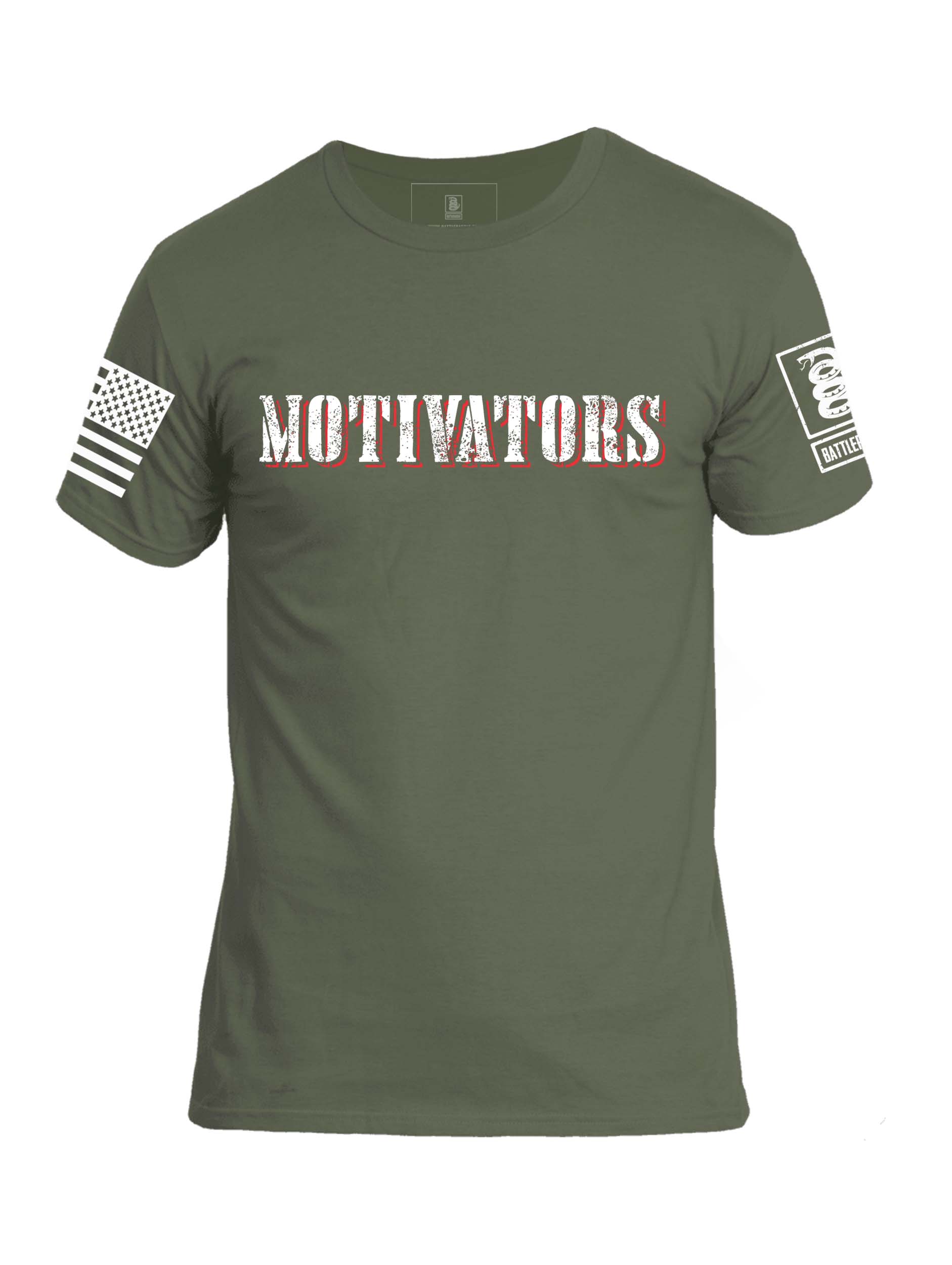 Battleraddle Motivators And Move White Sleeve Print Mens Cotton Crew Neck T Shirt