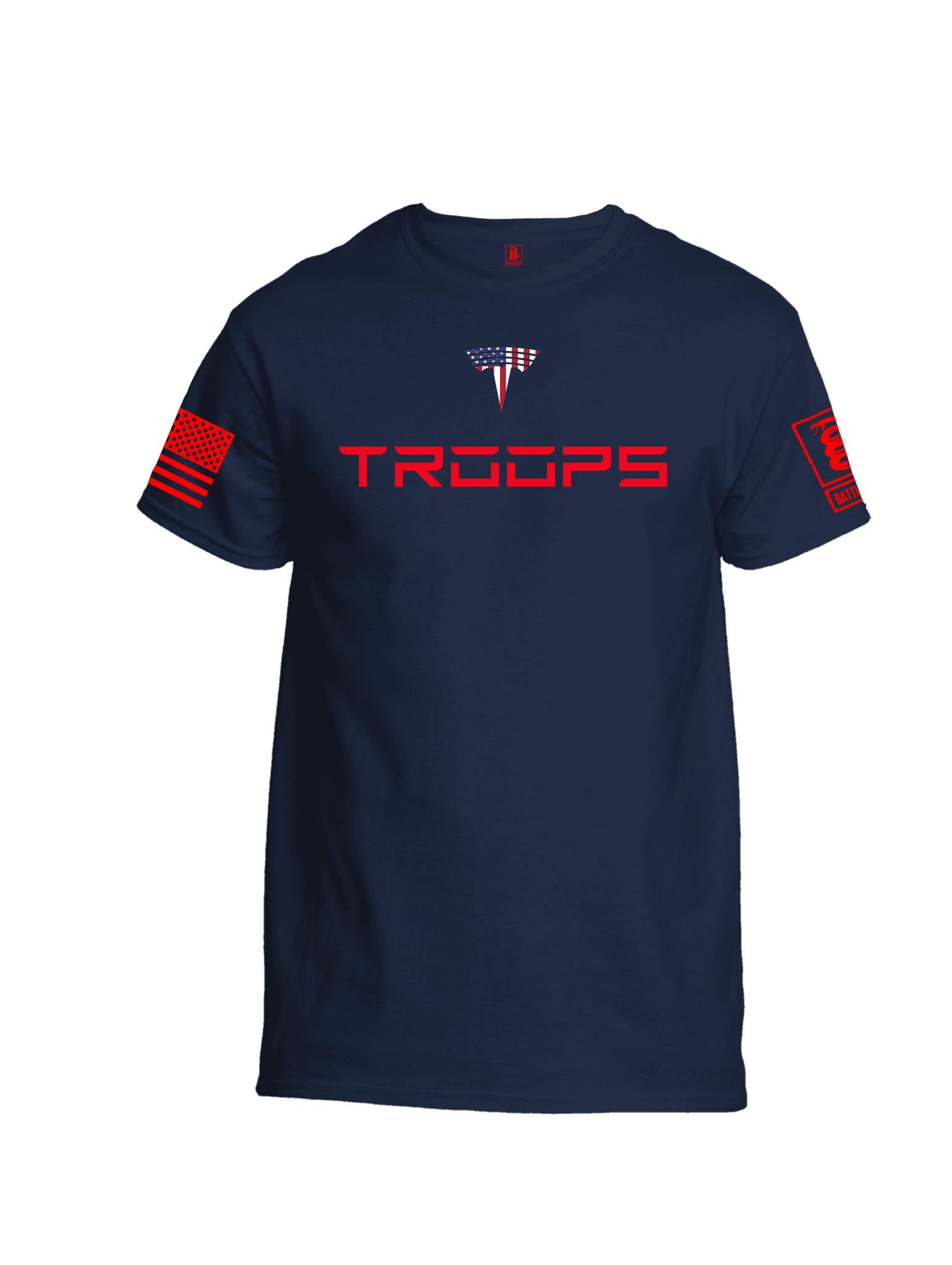 Battleraddle Troops Red Sleeve Print Mens 100% Battlefit Polyester Crew Neck T Shirt