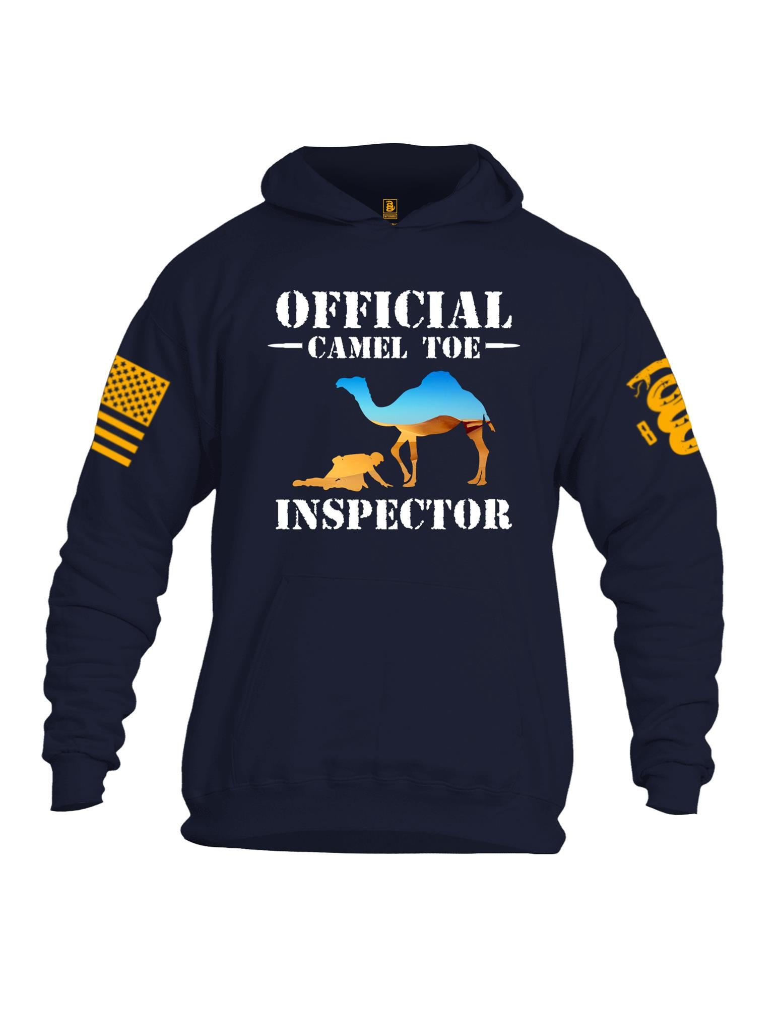 Battleraddle Official Camel Toe Inspector Orange Sleeve Print Mens Cotton Pullover Hoodie With Pockets