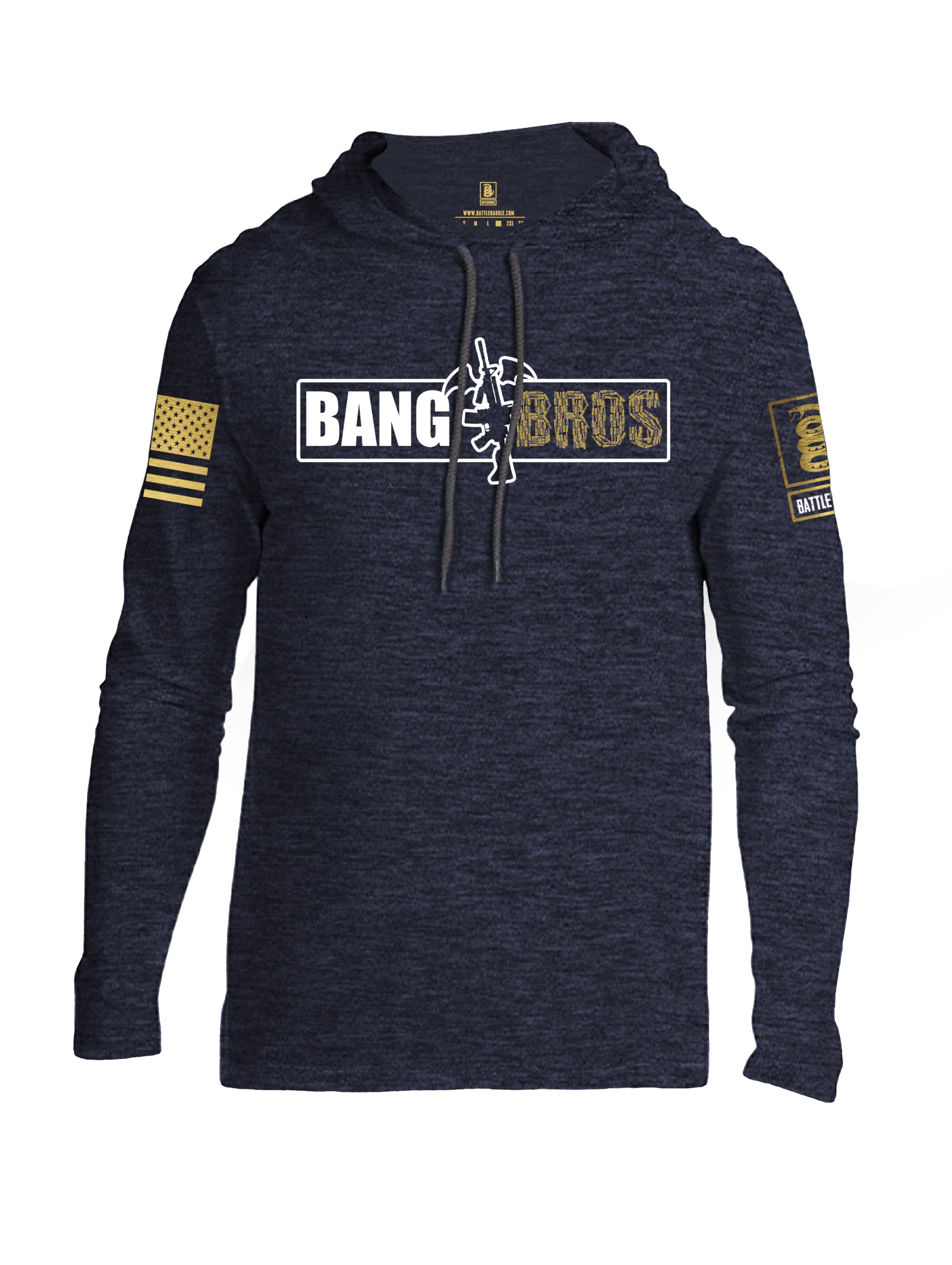 Battleraddle Bat Wing AR15 Bang Bros Brass Sleeve Print Mens Thin Cotton Lightweight Hoodie