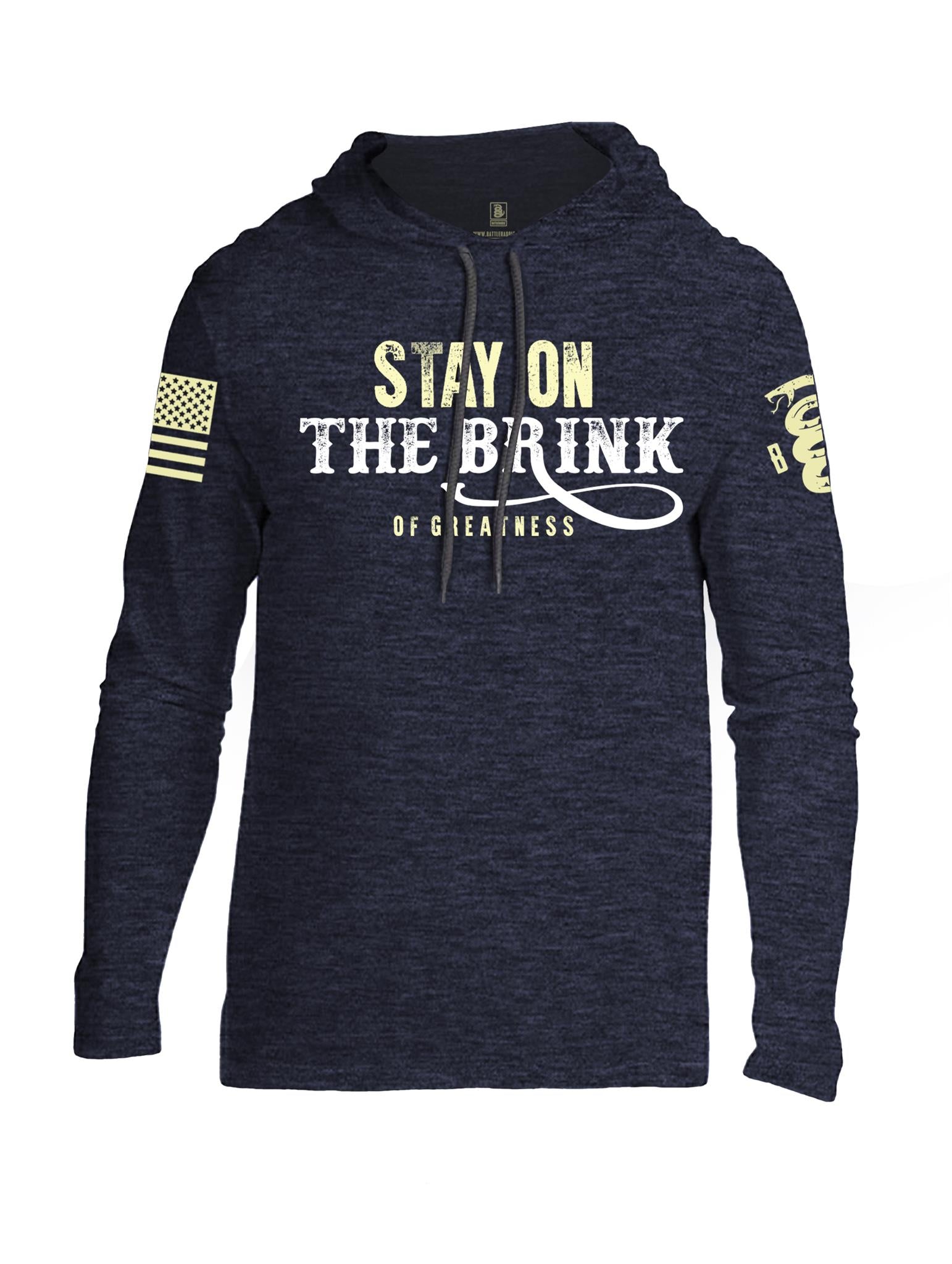 Battleraddle Stay On The Brink Of Greatness Light Yellow Sleeve Print Mens Thin Cotton Lightweight Hoodie