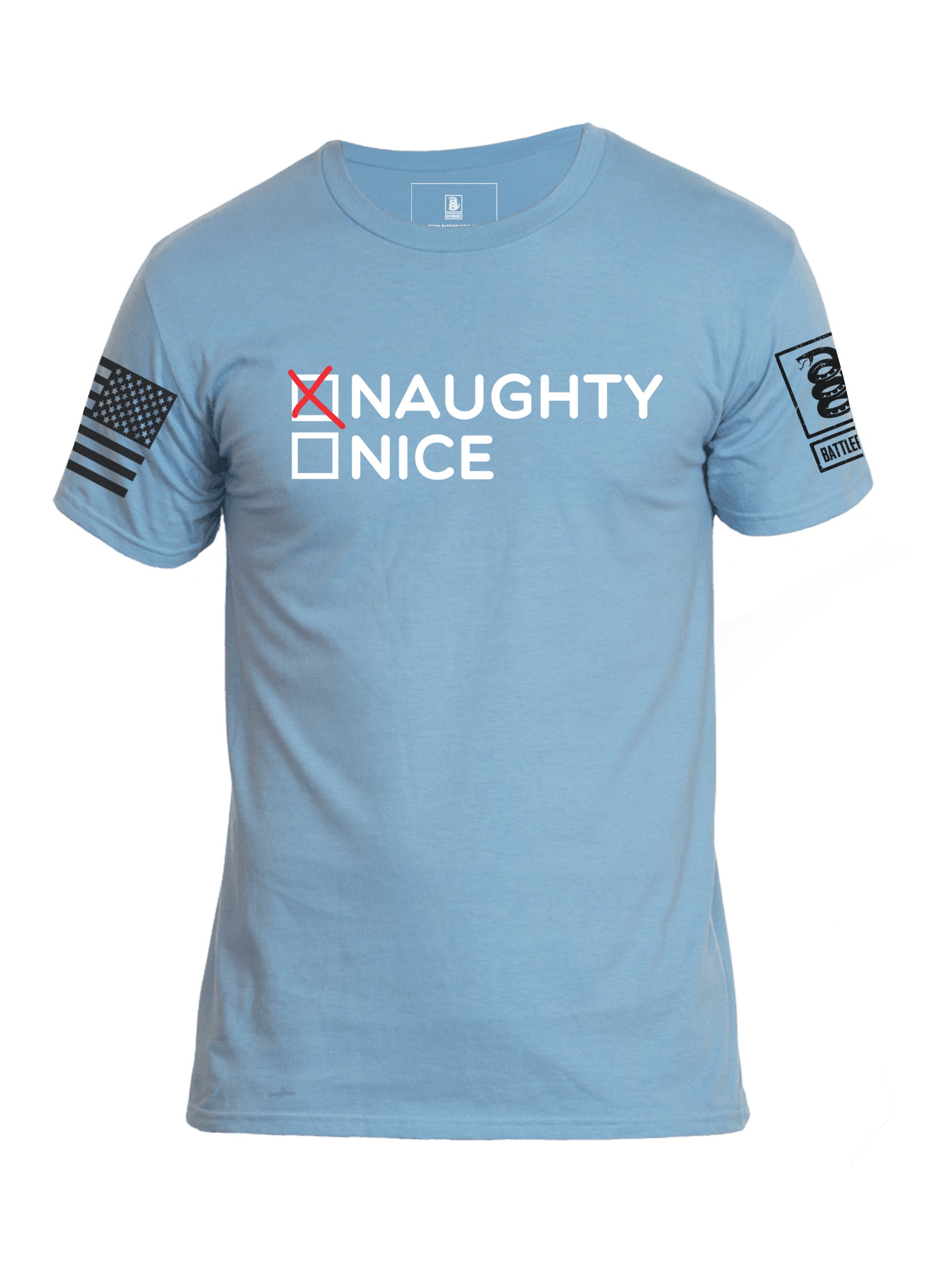 Battleraddle Naughty Nice Mens Cotton Crew Neck T Shirt