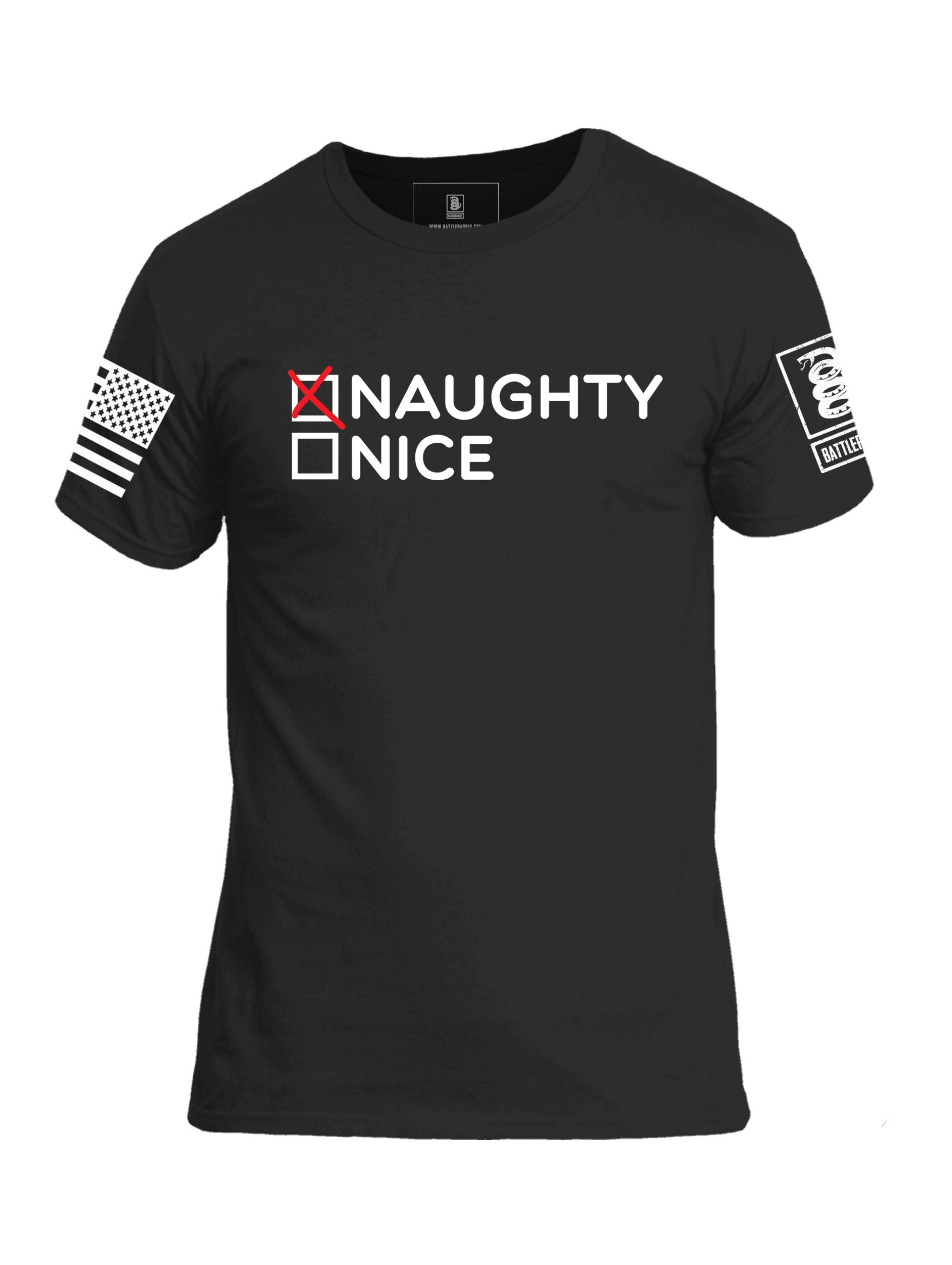 Battleraddle Naughty Nice Mens Cotton Crew Neck T Shirt