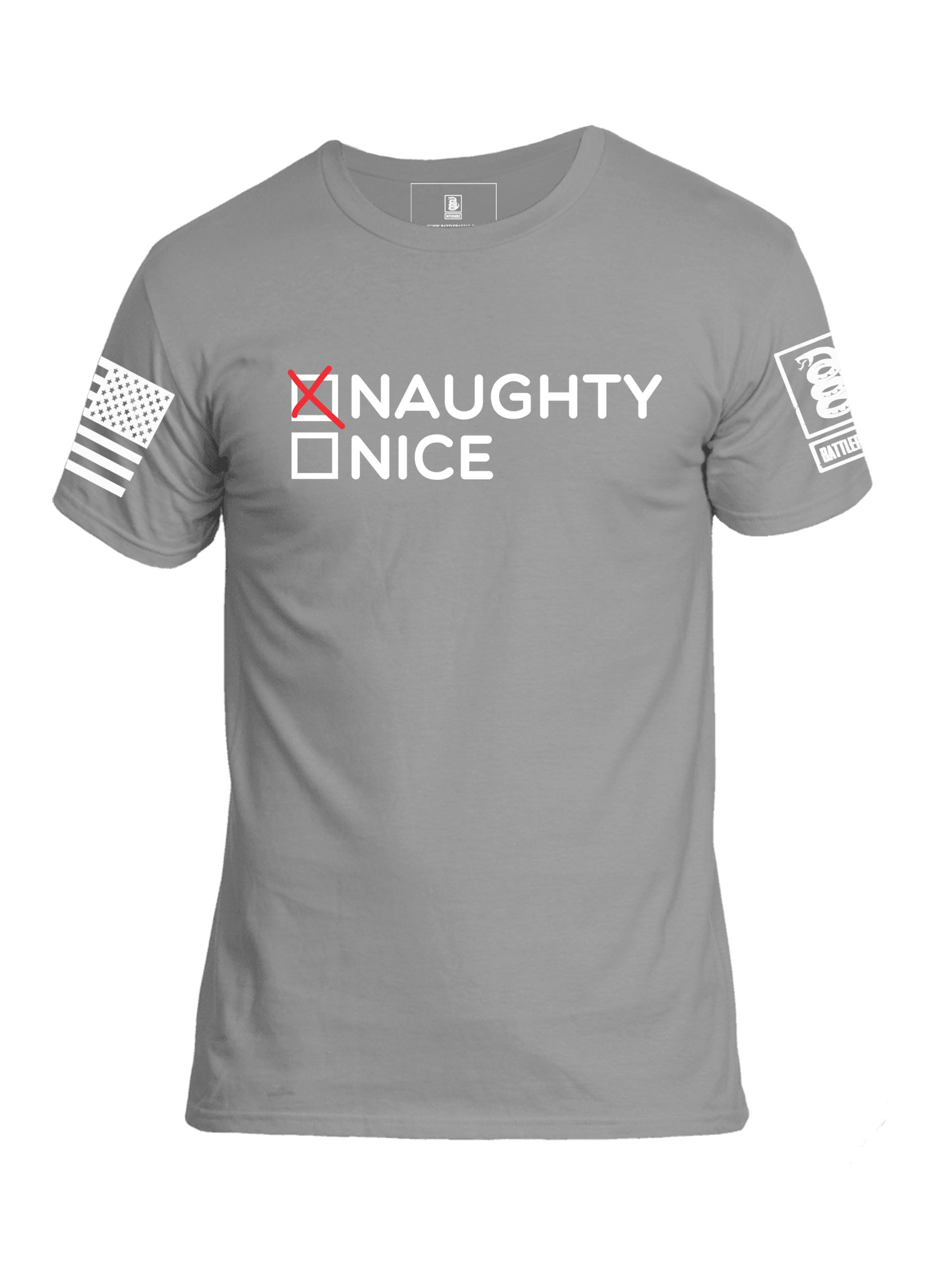 Battleraddle Naughty Nice Mens Cotton Crew Neck T Shirt