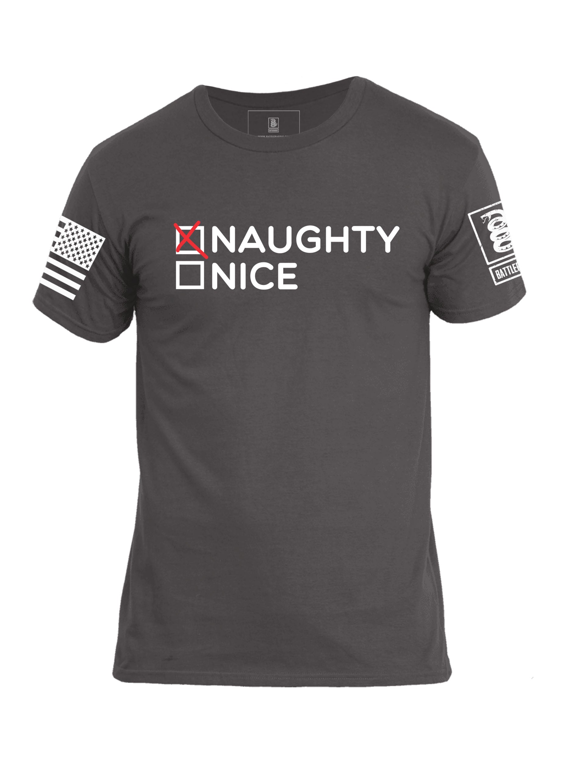 Battleraddle Naughty Nice Mens Cotton Crew Neck T Shirt