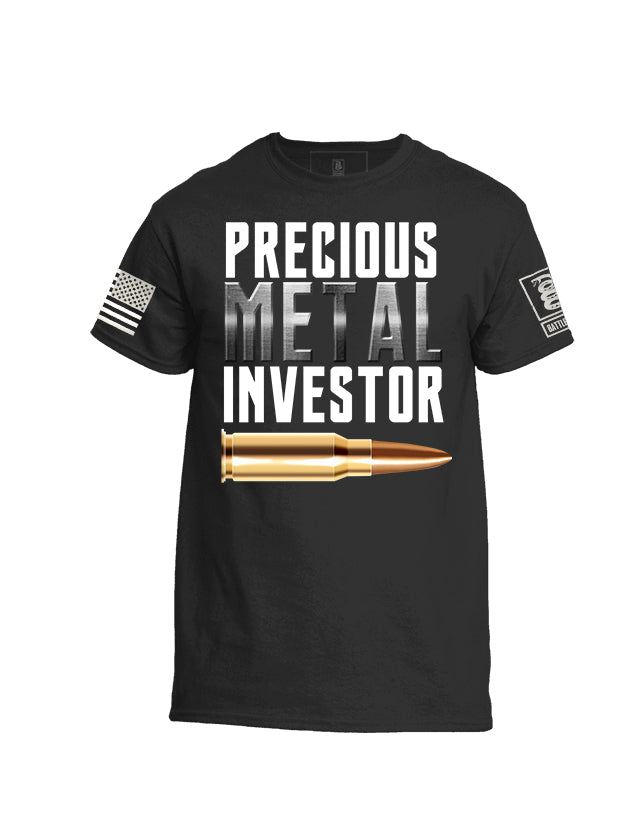 Battleraddle Precious Metal Investor White Sleeve Print Mens 100% Battlefit Polyester Crew Neck T Shirt