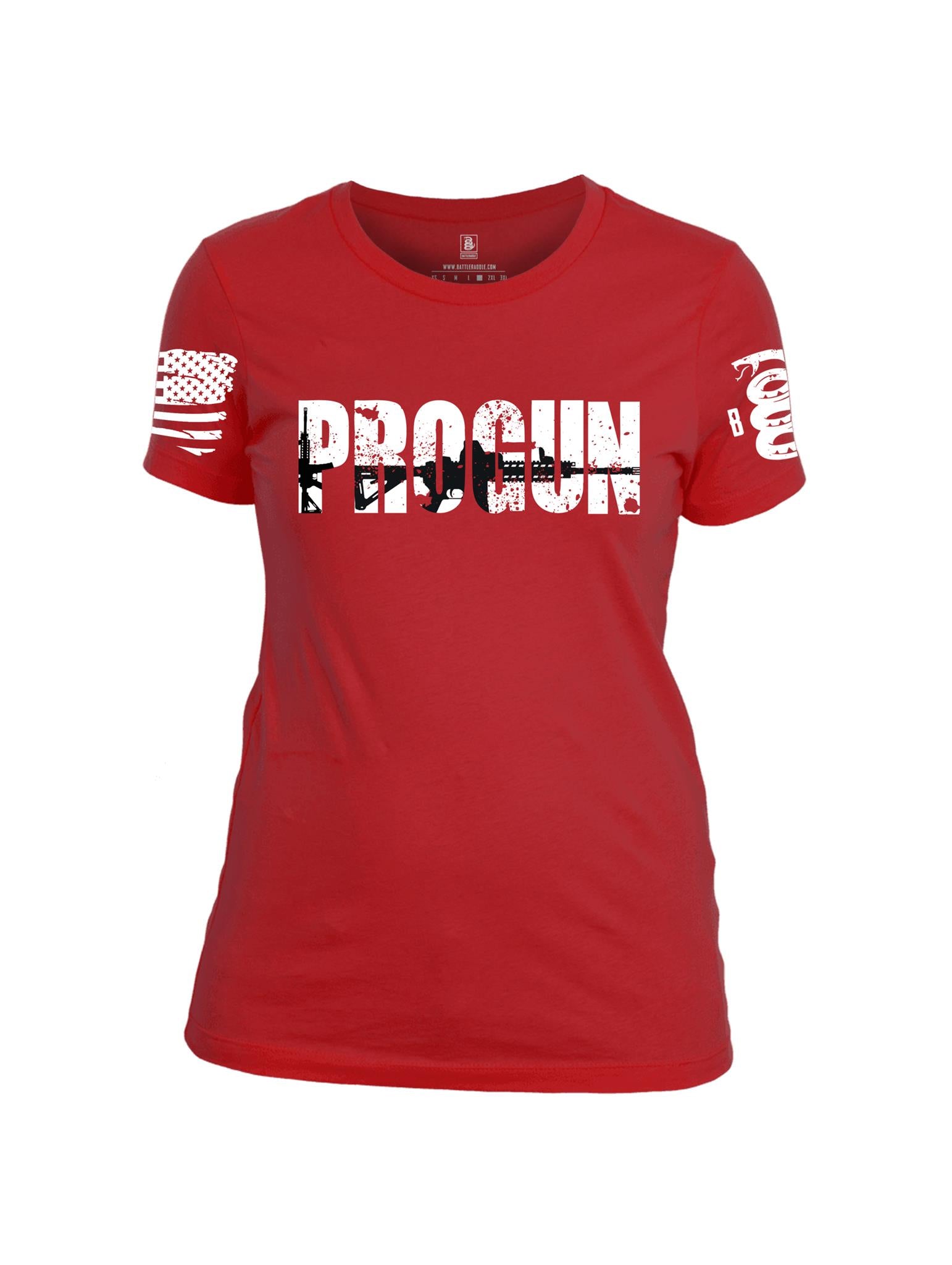 Battleraddle PROGUN White Sleeve Print Womens Cotton Crew Neck T Shirt