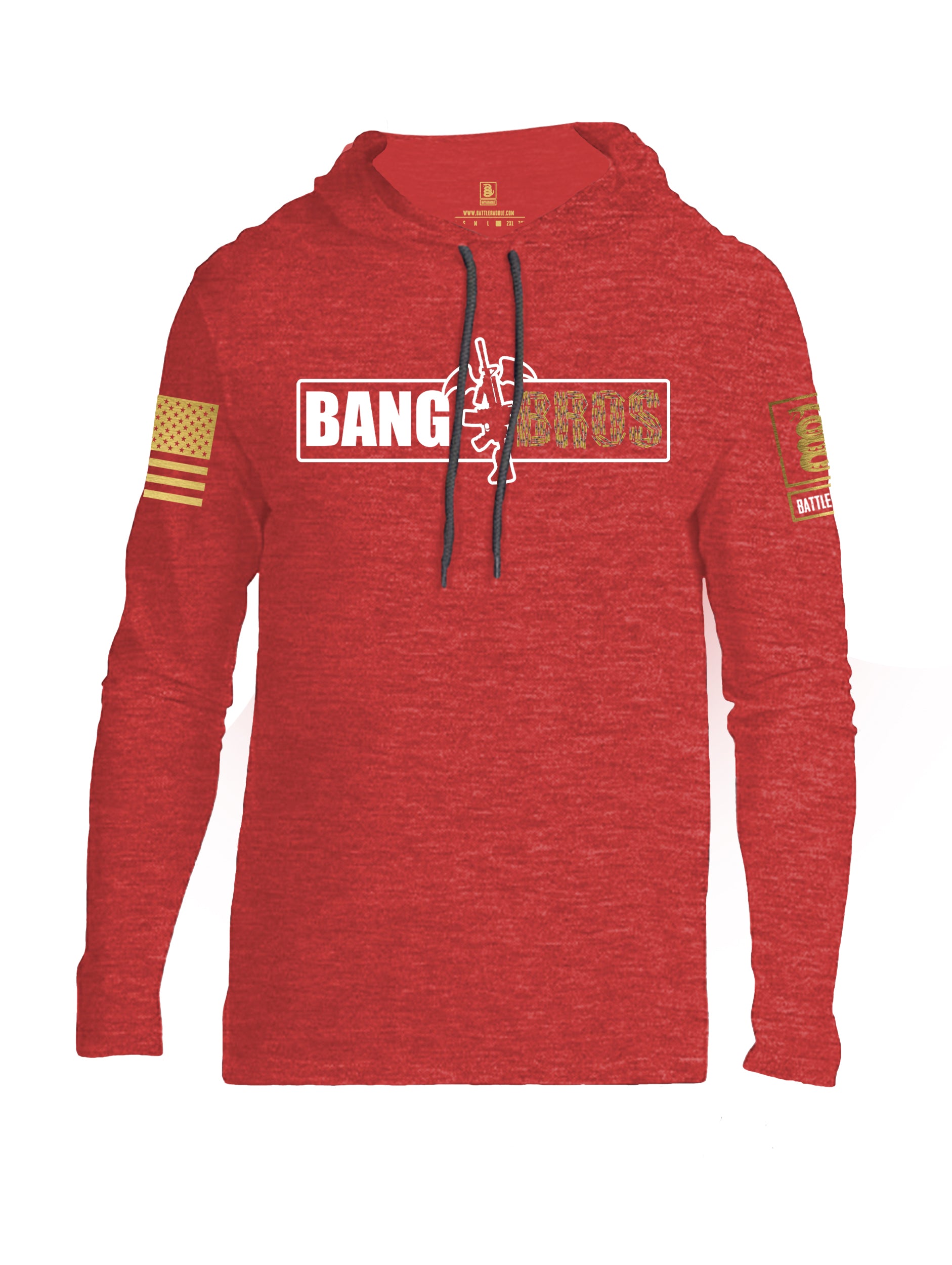 Battleraddle Bat Wing AR15 Bang Bros Brass Sleeve Print Mens Thin Cotton Lightweight Hoodie