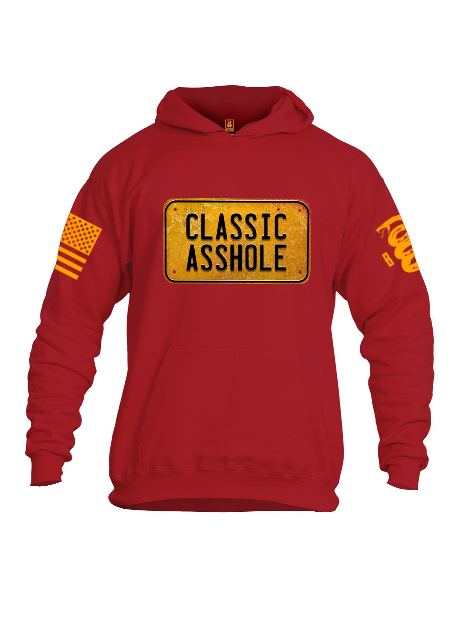 Battleraddle Classic Asshole Yellow Sleeve Print Mens Cotton Pullover Hoodie With Pockets