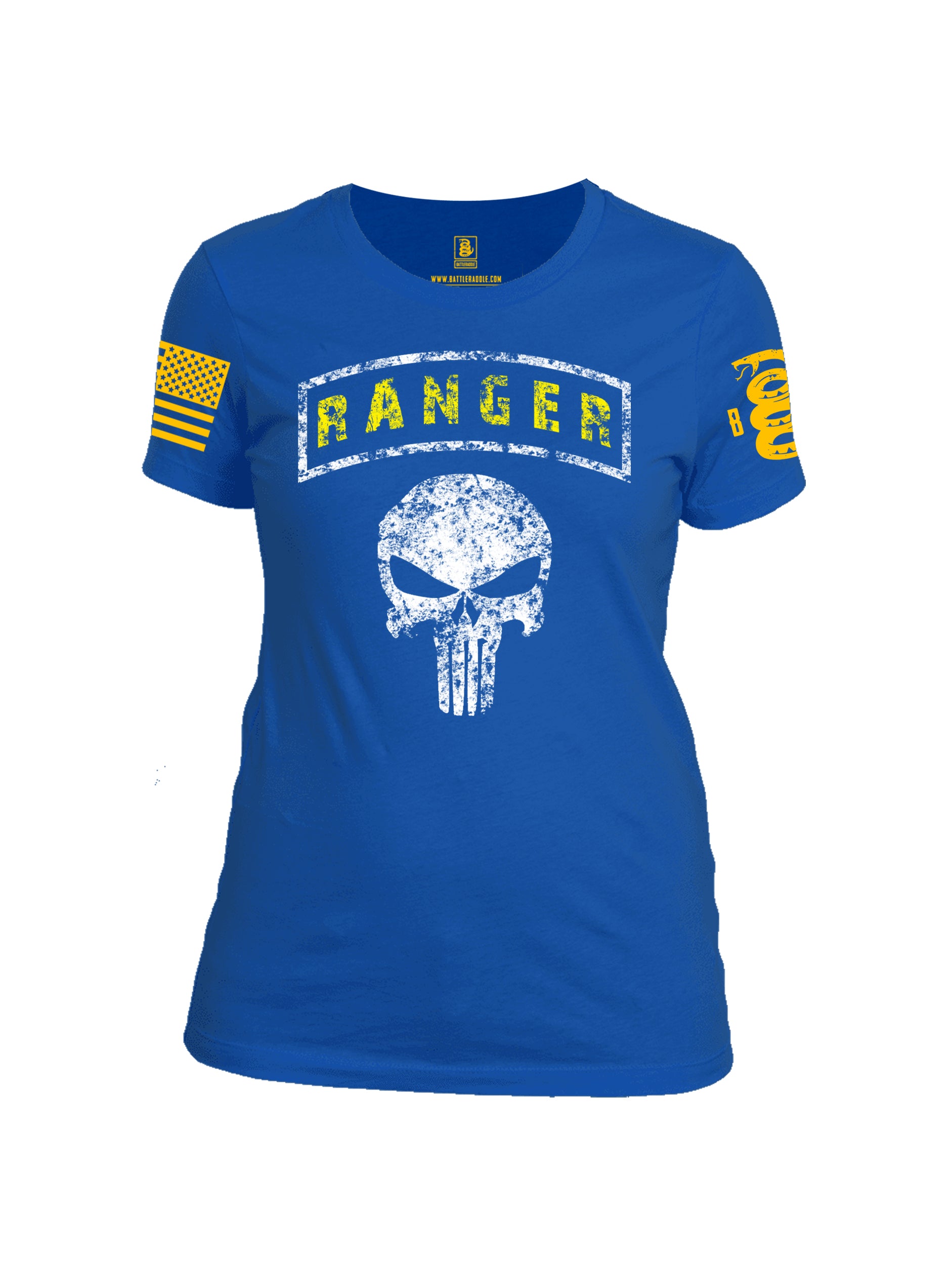 Battleraddle Ranger Yellow Sleeve Print Womens Cotton Crew Neck T Shirt