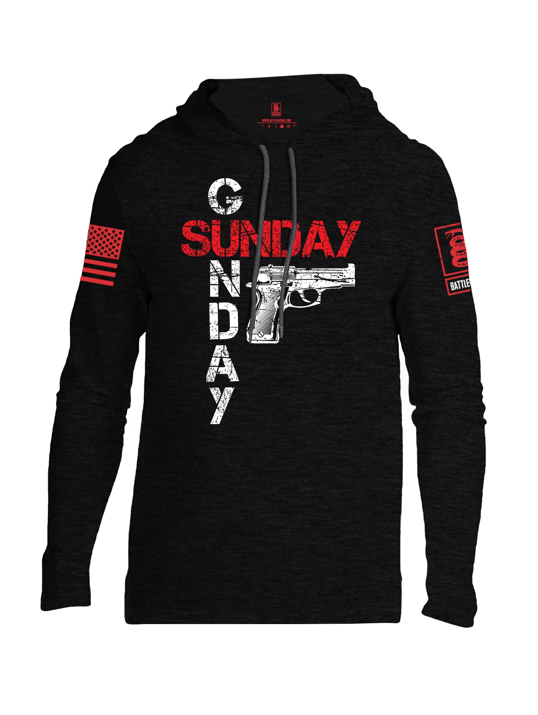 Battleraddle Sunday Gunday Red Sleeve Print Mens Thin Cotton Lightweight Hoodie