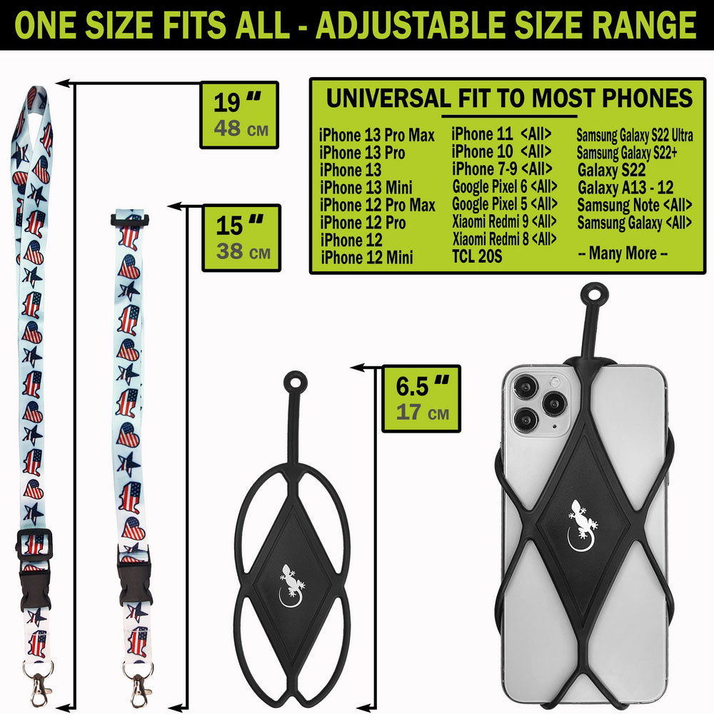 Cell Phone Lanyard & DIAMOND SILICONE - UNIVERSAL for any phone with Adjustable Neck Strap
