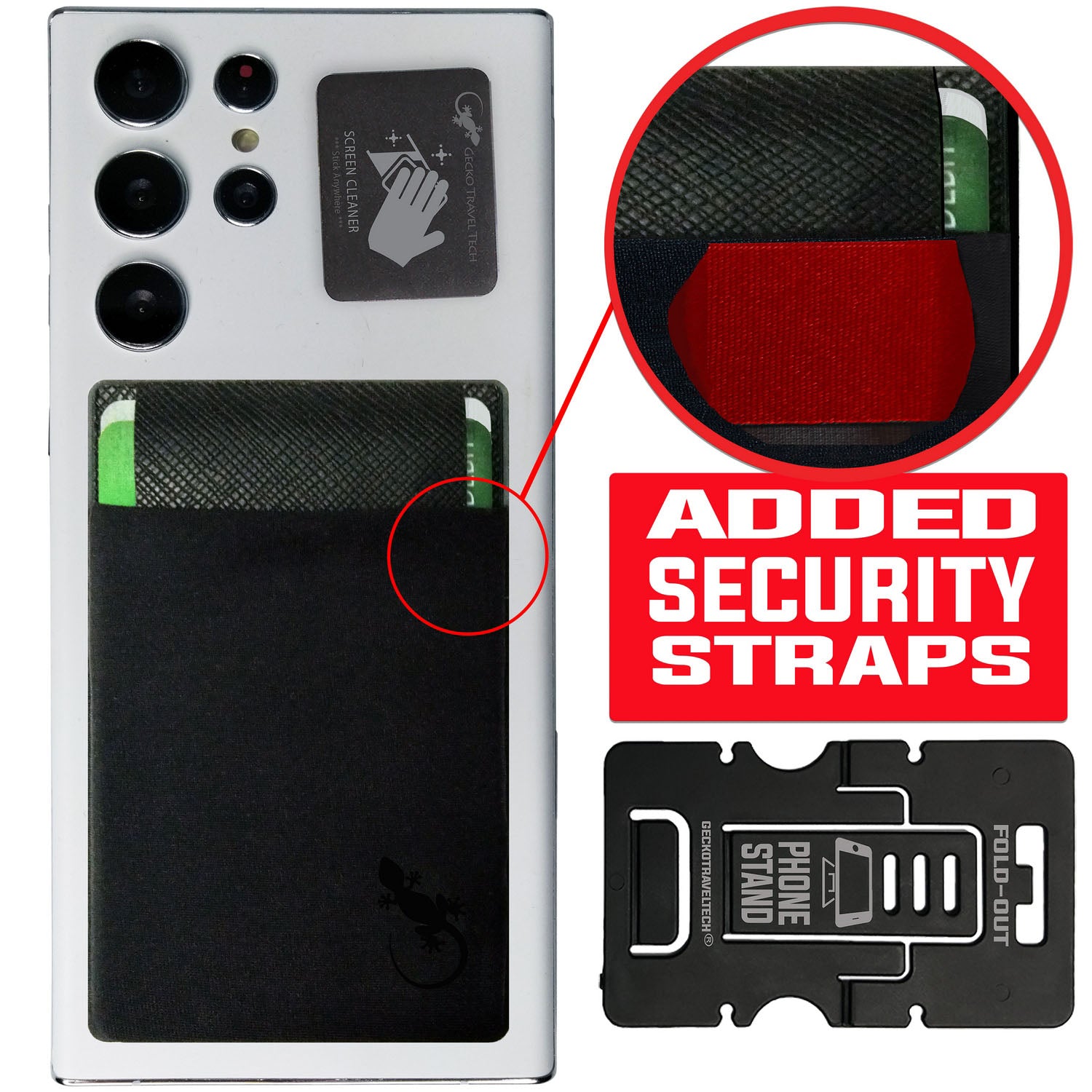 Stick On Phone Wallet - LYCRA STRAP WALLET - Universal