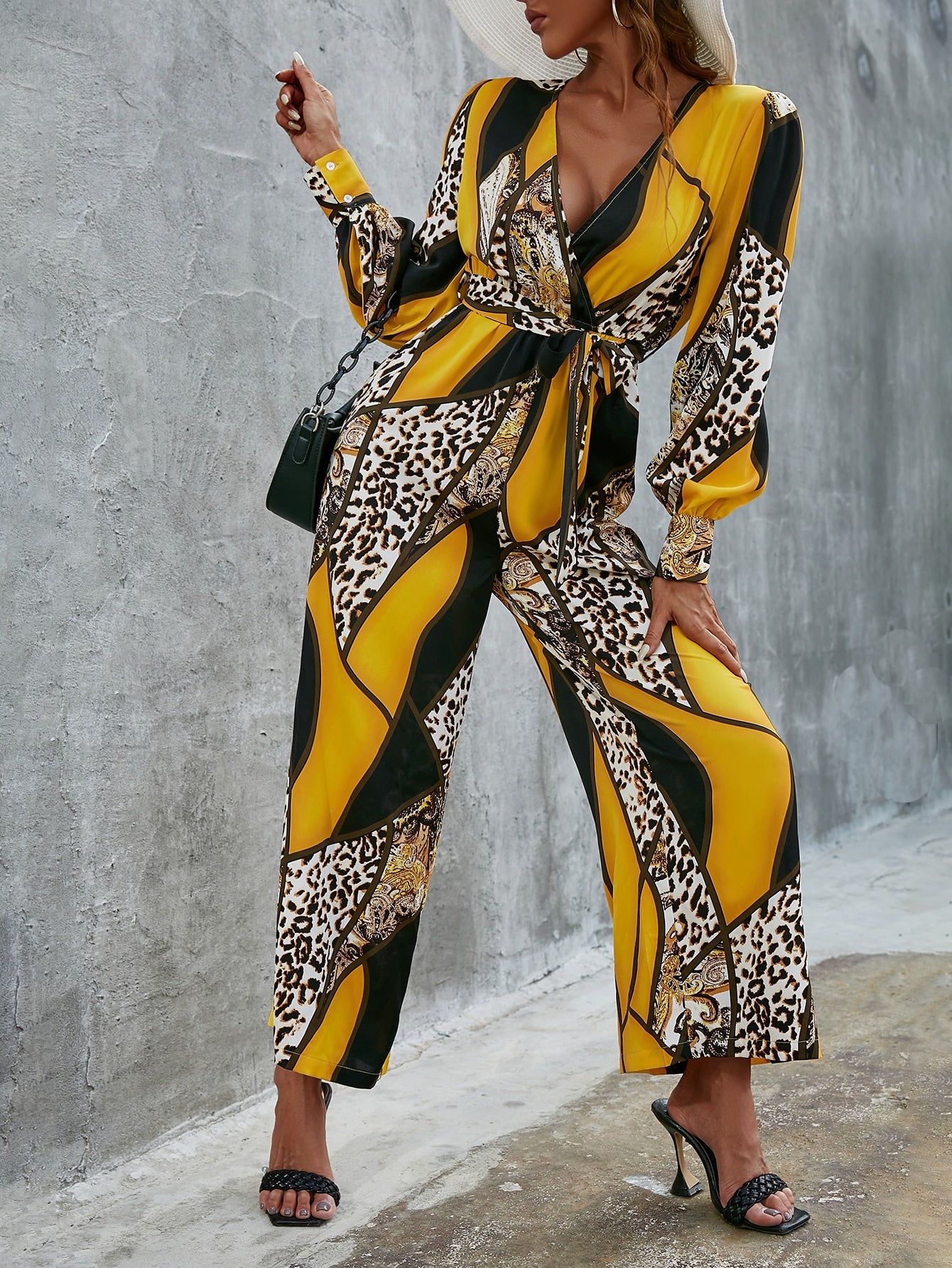 Gee Gee Glamaker Leopard Print V Neck Jumpsuit