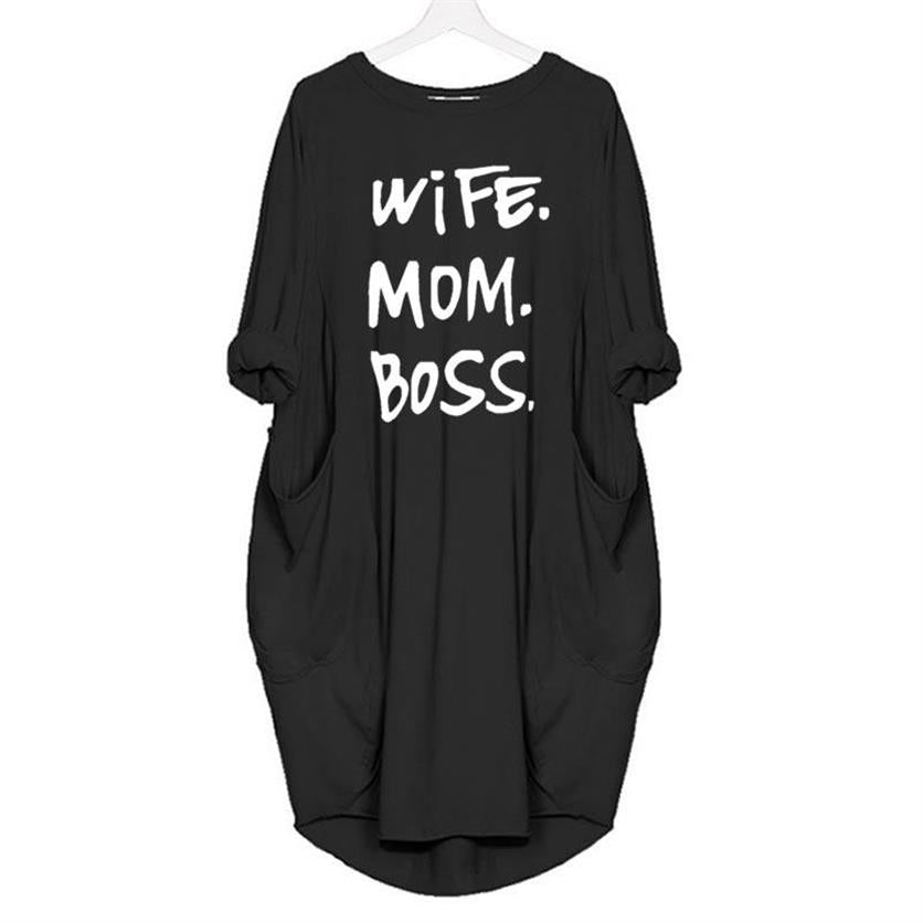 Vibe WIFE MOM BOSS Cotton TShirt Off Shoulder Tops