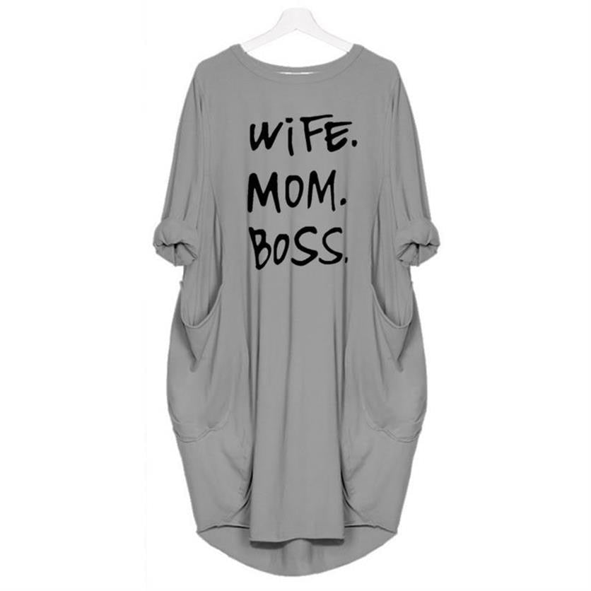 Vibe WIFE MOM BOSS Cotton TShirt Off Shoulder Tops