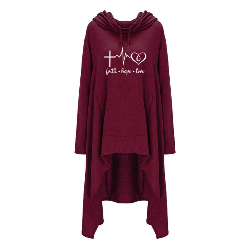 Genesis Faith, Hope, Love Ladies Long Draped Cotton Hoodies