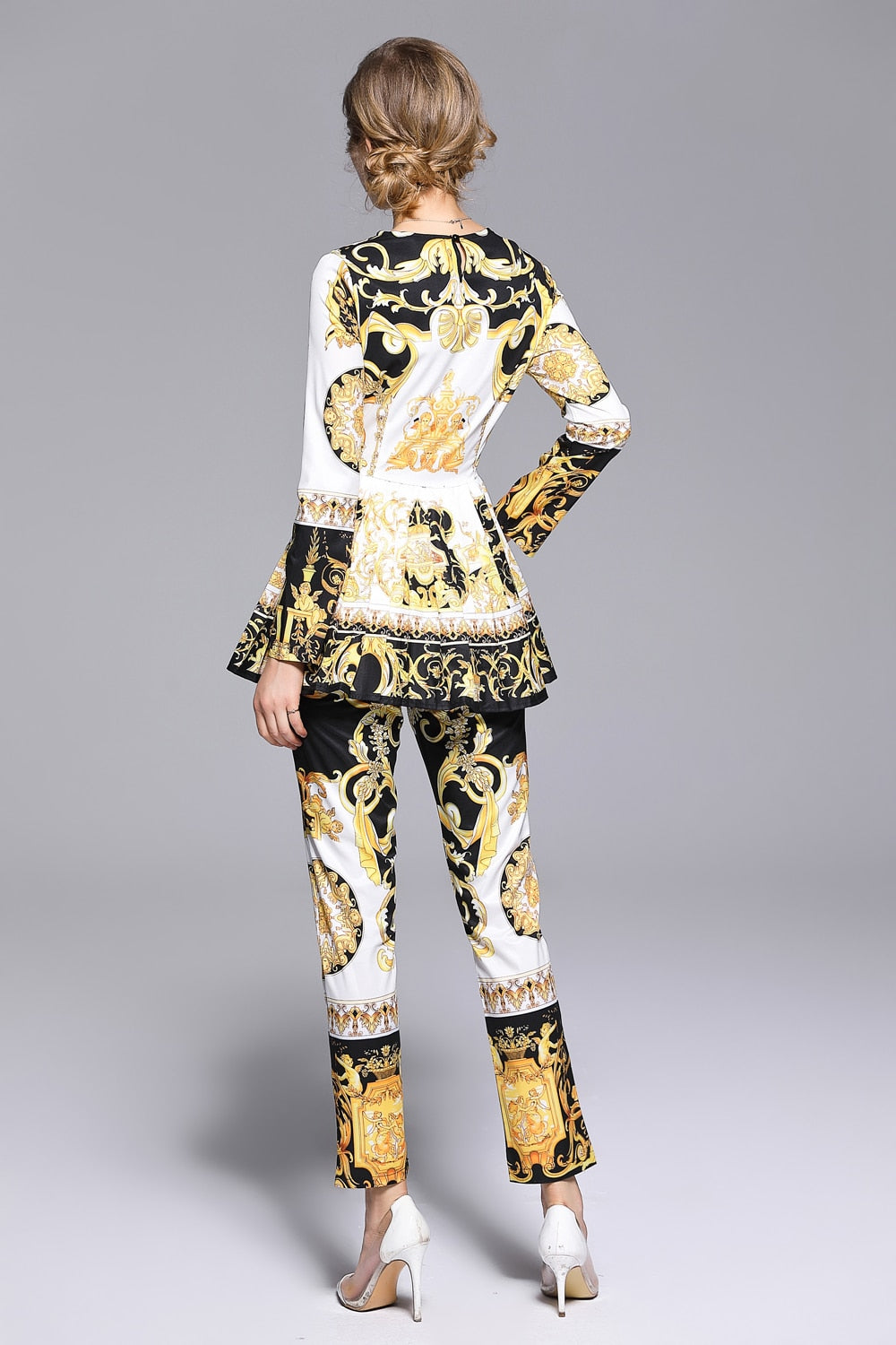 Carrie Bradshaw Retro Luxury Blouse + Pant Suit