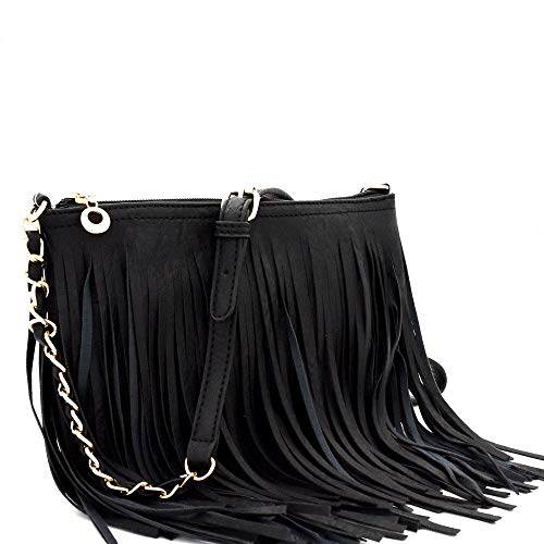 Kelly Fringed Long Cross Body Messenger Shoulder Bag