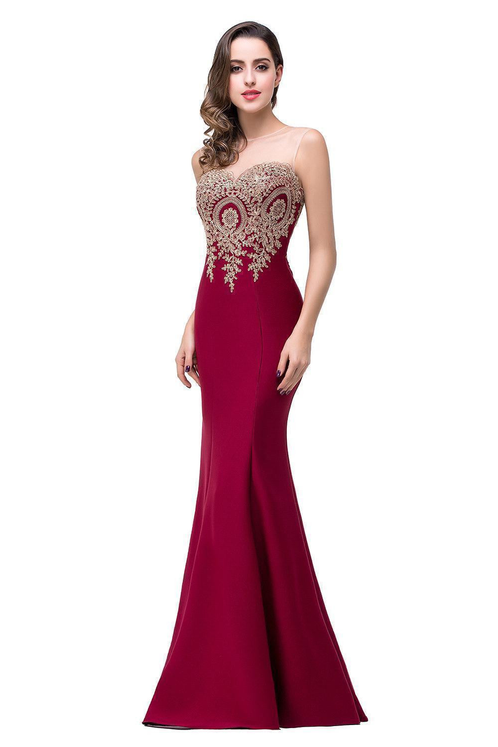 Le Le Appliques Mermaid Prom Dresses