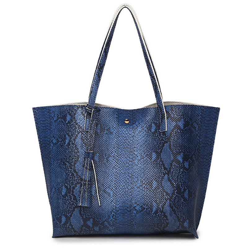 Kulture Leather Snake Tote Bag