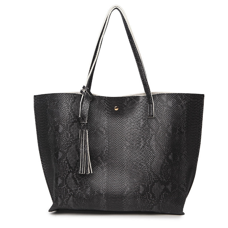 Kulture Leather Snake Tote Bag