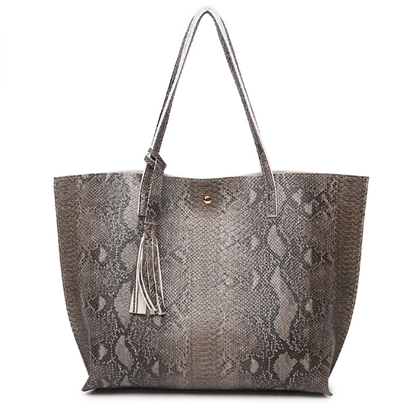 Kulture Leather Snake Tote Bag