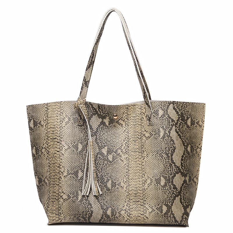 Kulture Leather Snake Tote Bag