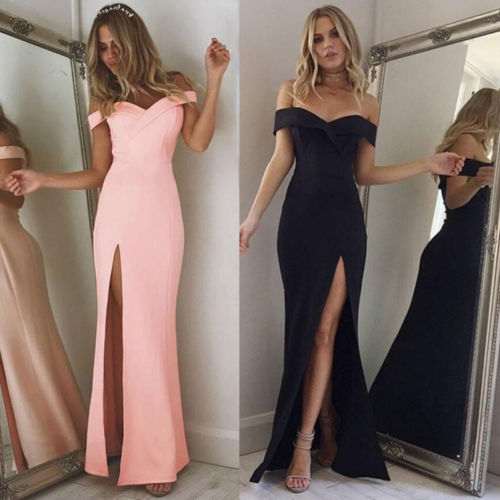 Rita Reynolds Off Shoulder High Waist Long Maxi Dresses