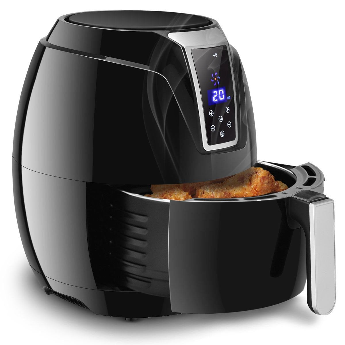 Gymax 7-in-1 Air Fryer 1400W 3.4Qt Oil Free Temperature&Time Control LCD Touch Screen - Black