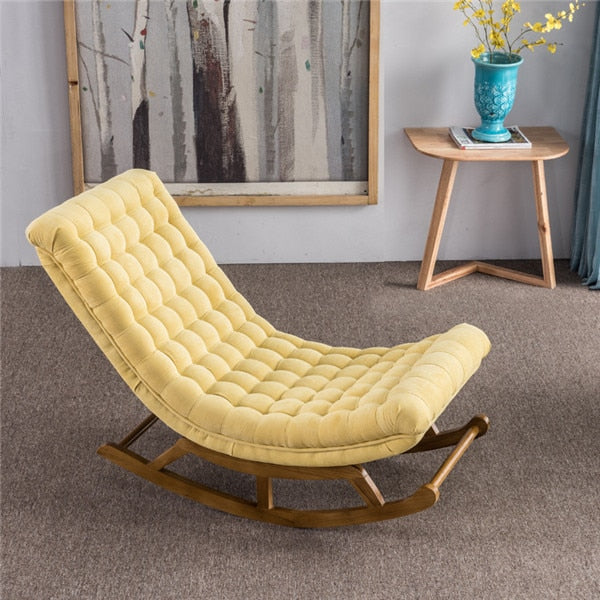 Gloria Modern Design Rocking Lounge Chair Fabric Upholstery and Wood For Home Furniture Living Room Adult Luxury Rocking Chair Chaise