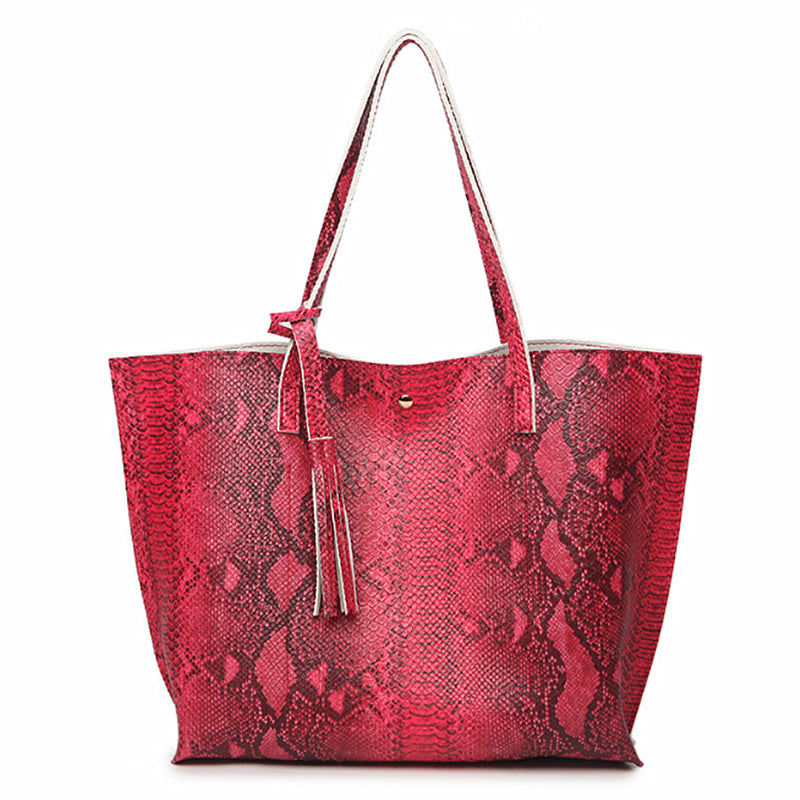 Kulture Leather Snake Tote Bag