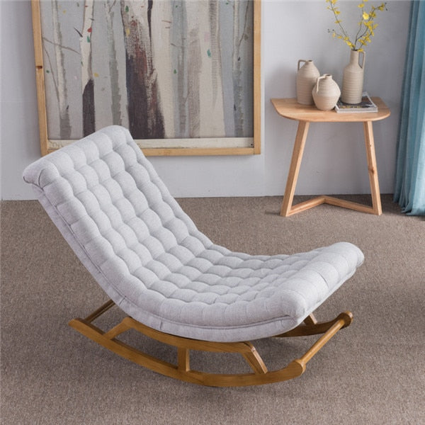 Gloria Modern Design Rocking Lounge Chair Fabric Upholstery and Wood For Home Furniture Living Room Adult Luxury Rocking Chair Chaise