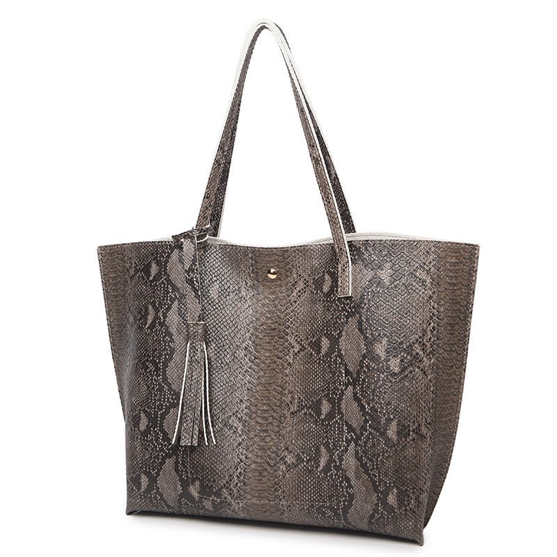 Kulture Leather Snake Tote Bag