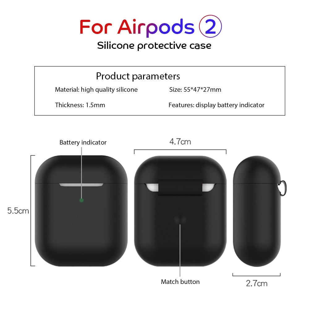 AirPods For Apple Earbuds Silicone Cover for Wireless Bluetooth Headphone Case