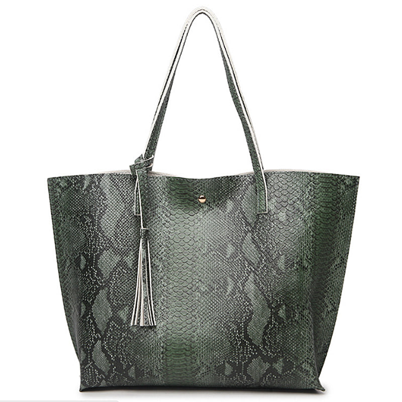 Kulture Leather Snake Tote Bag