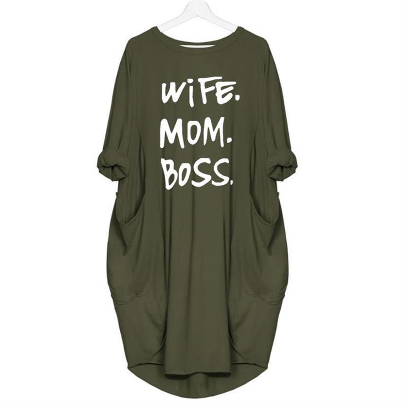 Vibe WIFE MOM BOSS Cotton TShirt Off Shoulder Tops