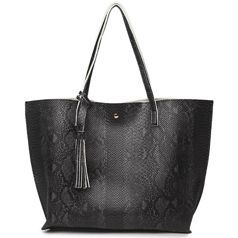 Kulture Leather Snake Tote Bag