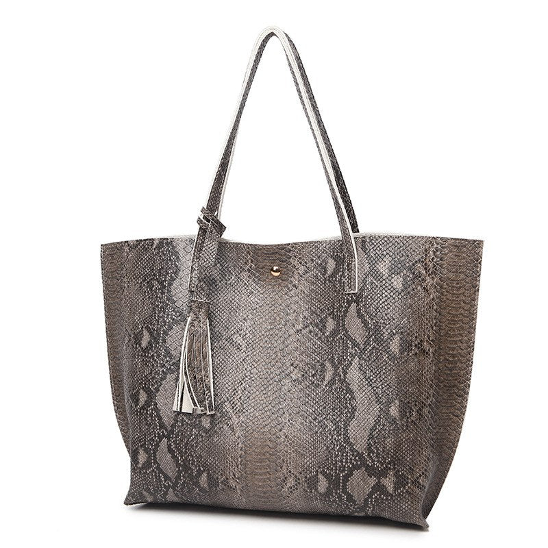 Kulture Leather Snake Tote Bag