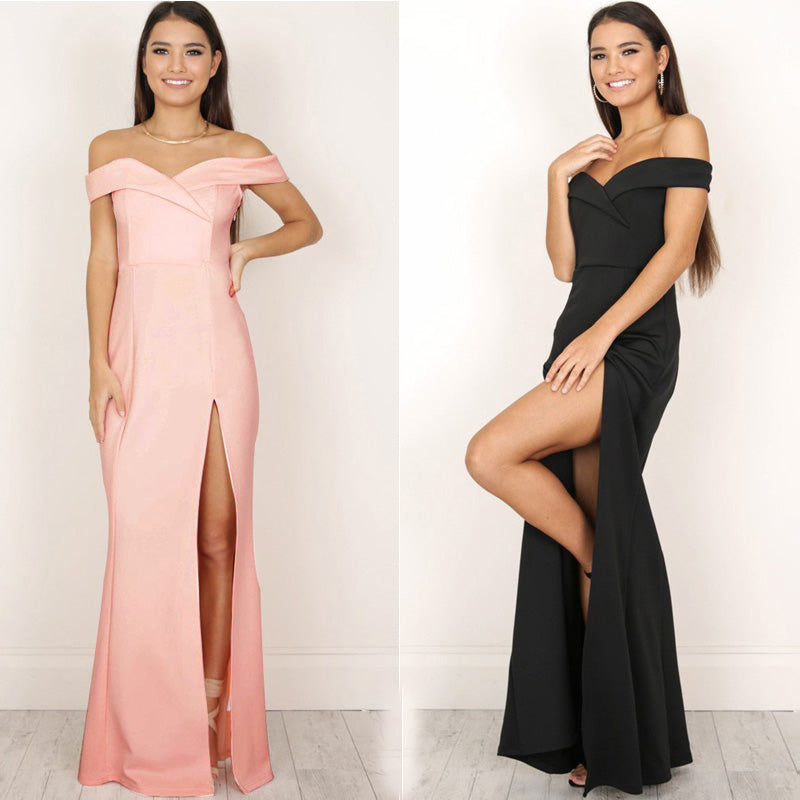 Rita Reynolds Off Shoulder High Waist Long Maxi Dresses