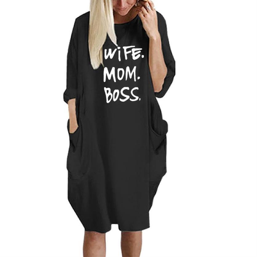 Vibe WIFE MOM BOSS Cotton TShirt Off Shoulder Tops