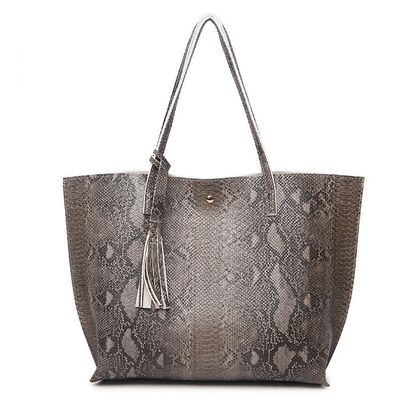 Kulture Leather Snake Tote Bag