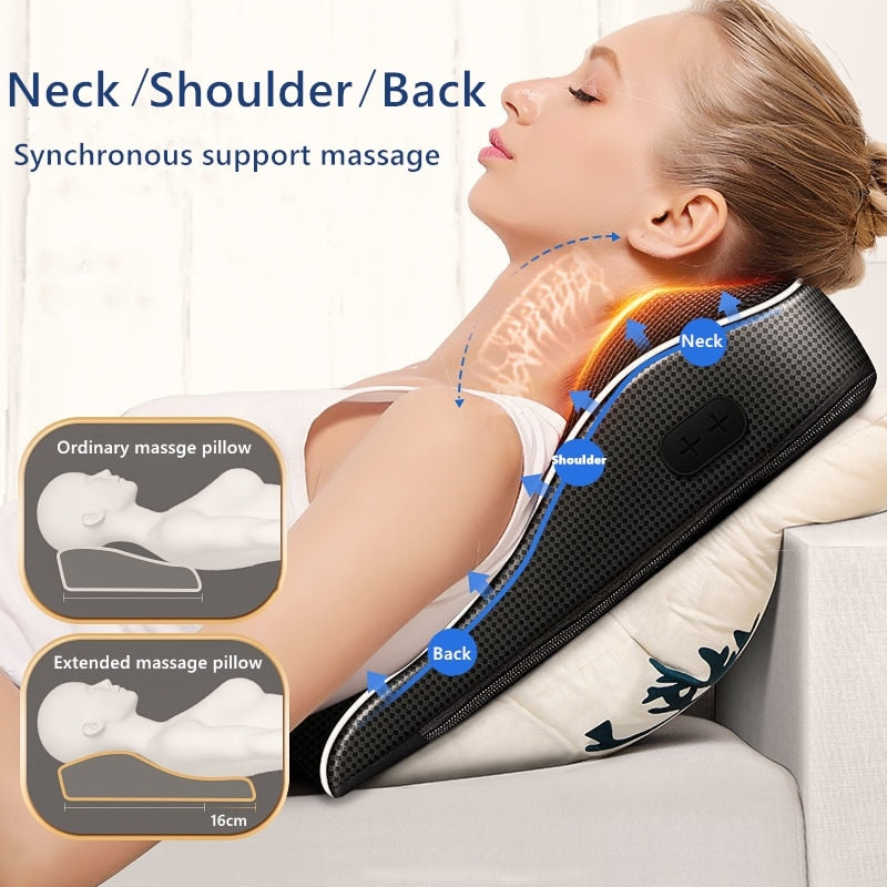 Shiatsu Head Neck Cervical Ttraction Body Massager Car Back Pillow with Heating Vibrating Massage Device