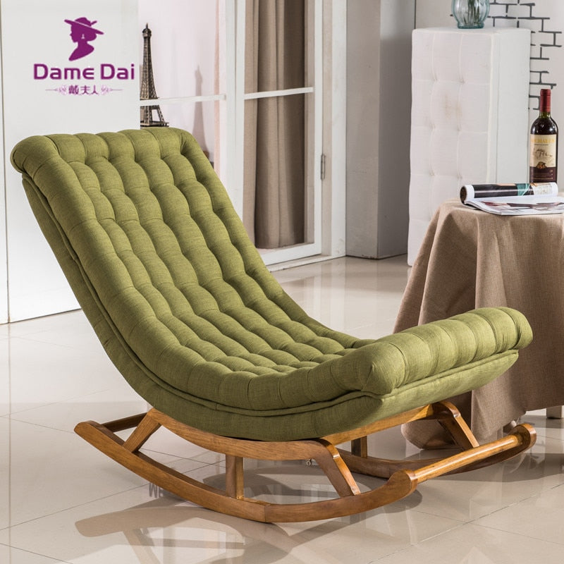 Gloria Modern Design Rocking Lounge Chair Fabric Upholstery and Wood For Home Furniture Living Room Adult Luxury Rocking Chair Chaise