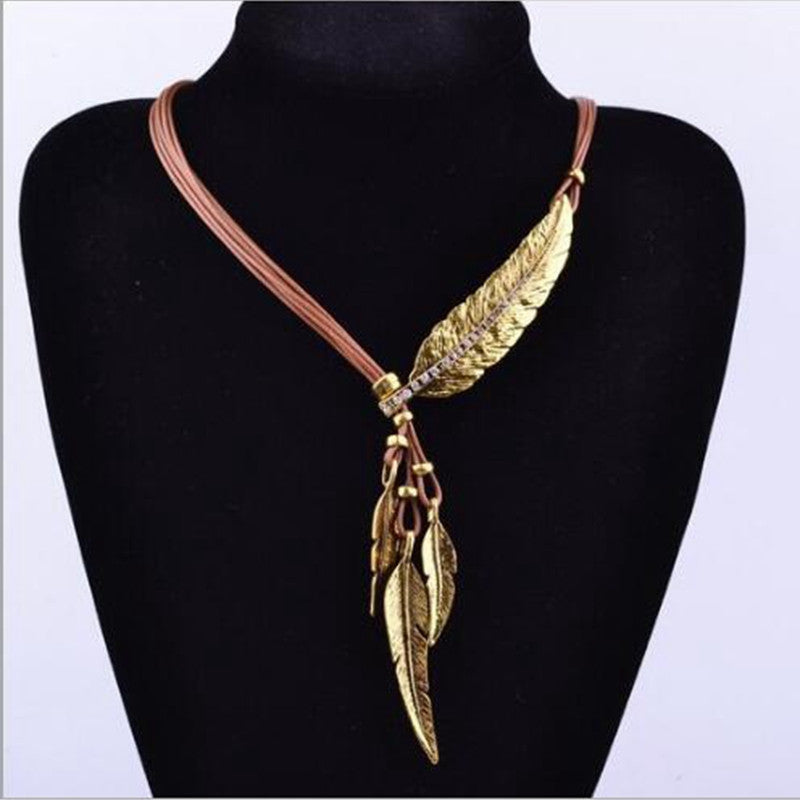 Bohemian Feather Statement Necklace