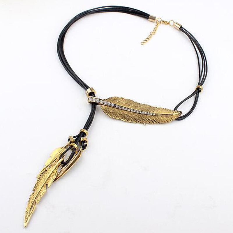 Bohemian Feather Statement Necklace