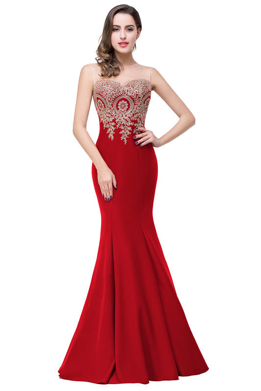 Le Le Appliques Mermaid Prom Dresses