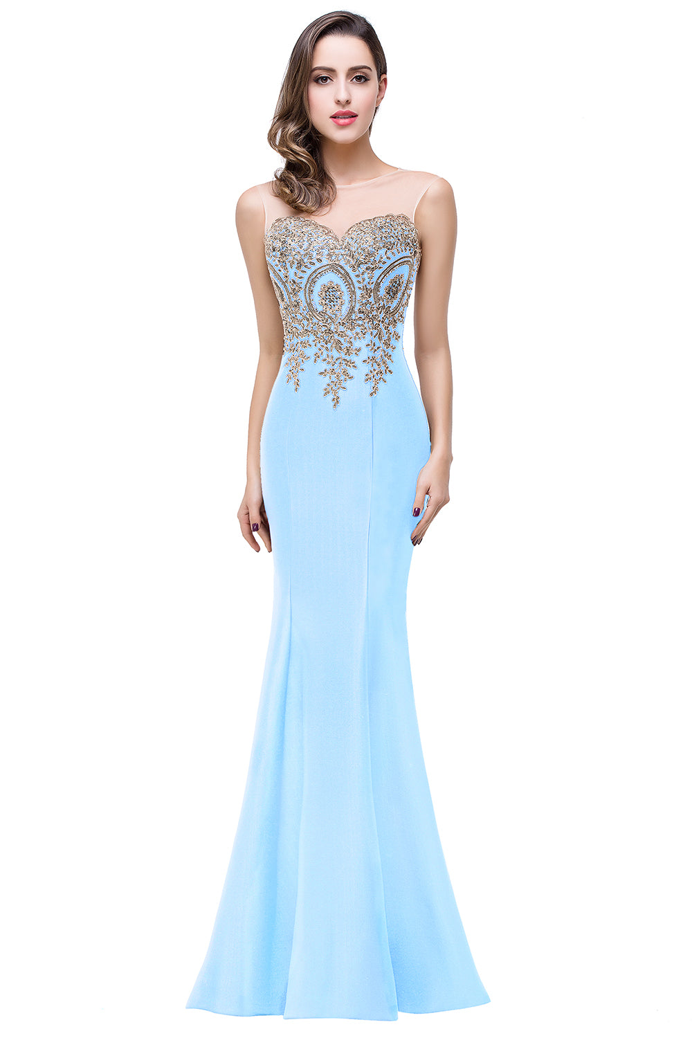 Le Le Appliques Mermaid Prom Dresses